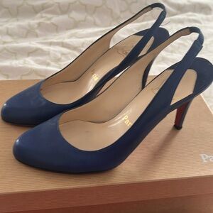 Rare Louboutin electric blue slingbacks size 35.5